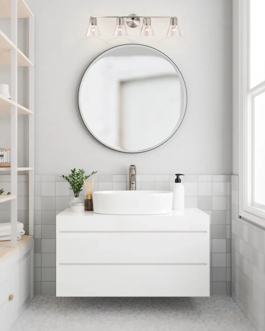 Gianna 4-Light Vanity in Brushed Nickel with Clear Glass - Image 18
