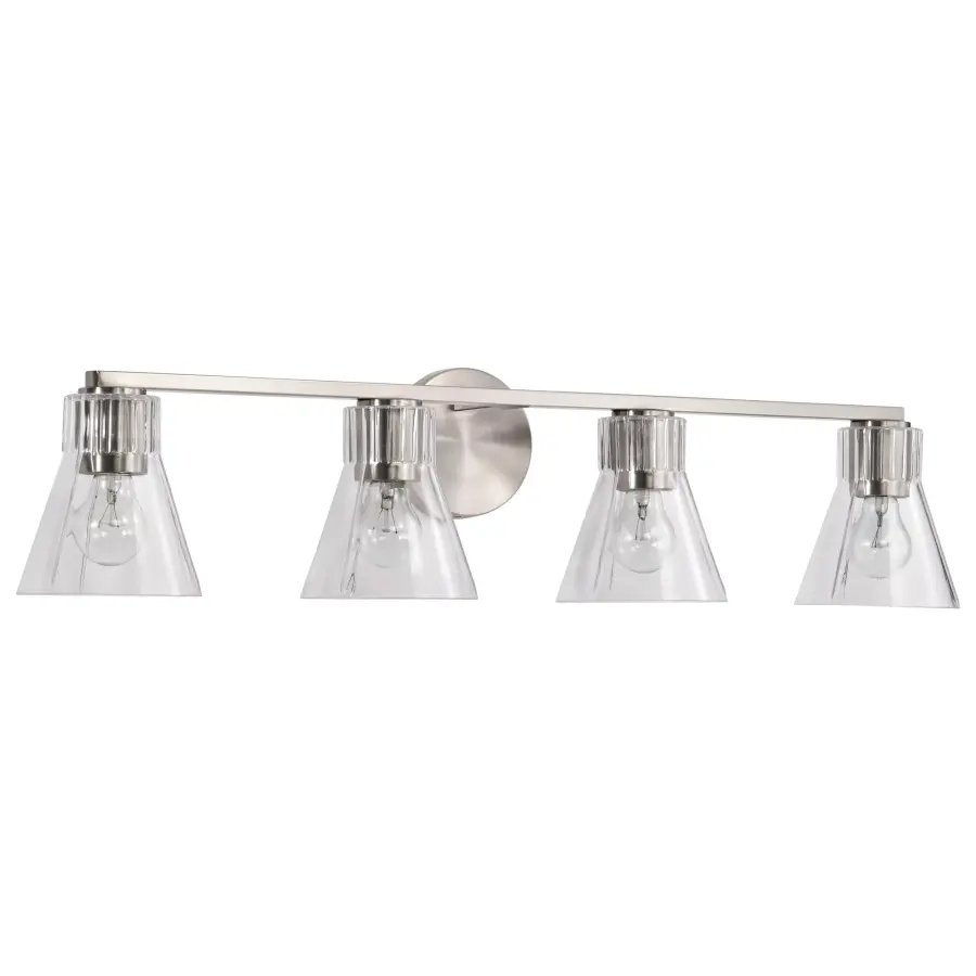 Gianna 4-Light Vanity in Brushed Nickel with Clear Glass - Image 3