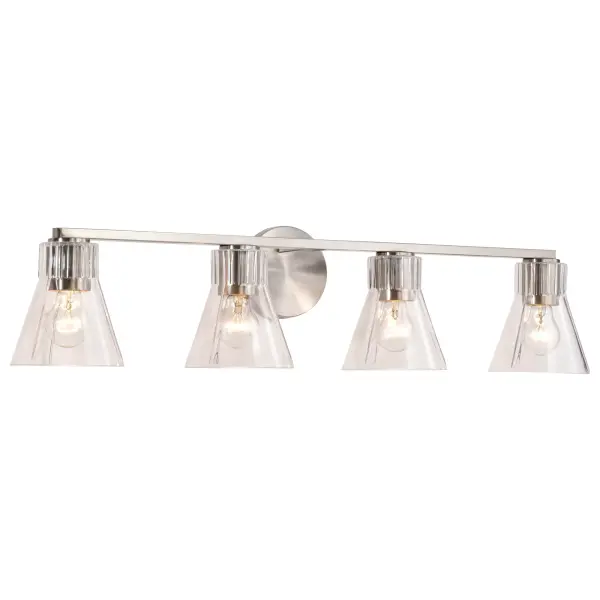 Gianna 4-Light Vanity in Brushed Nickel with Clear Glass - Image 4