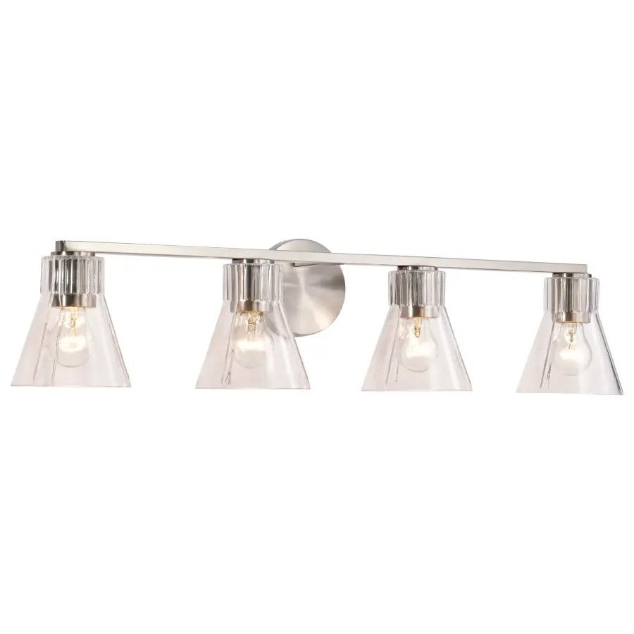 Gianna 4-Light Vanity in Brushed Nickel with Clear Glass - Image 4