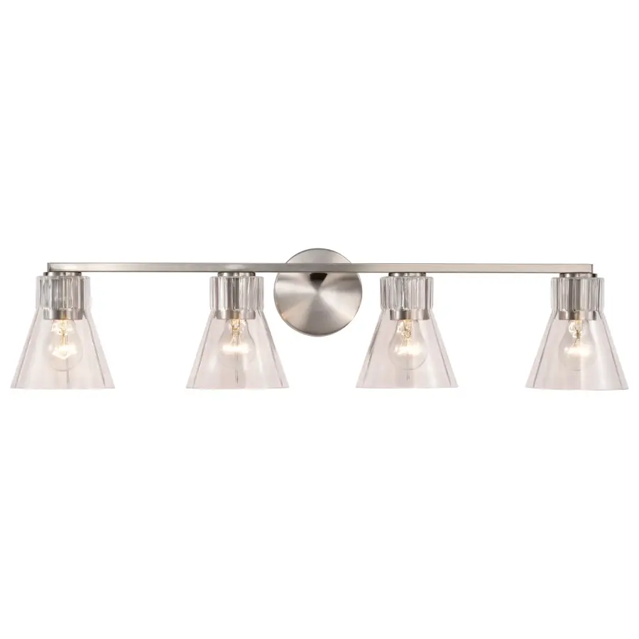 Gianna 4-Light Vanity in Brushed Nickel with Clear Glass - Image 6