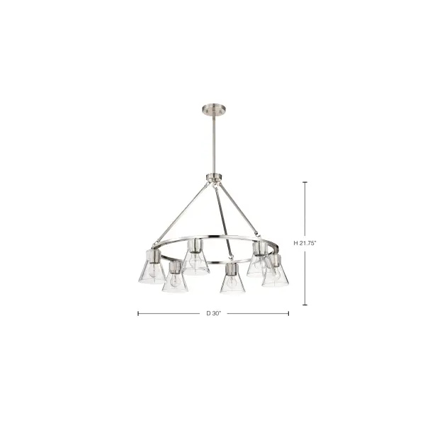 Gianna 6-Light Chandelier in Brushed Nickel with Clear Glass - Image 1