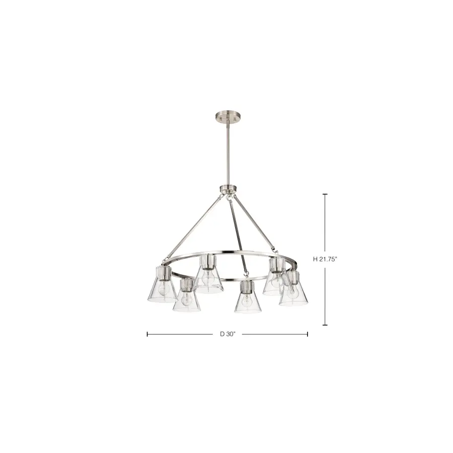Gianna 6-Light Chandelier in Brushed Nickel with Clear Glass - Image 1