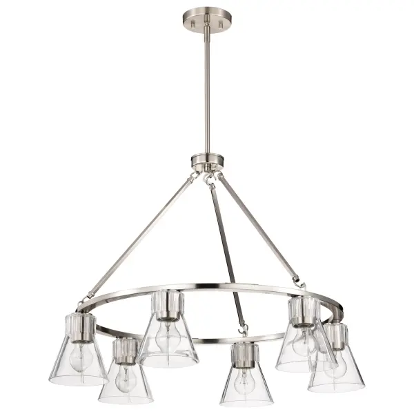 Gianna 6-Light Chandelier in Brushed Nickel with Clear Glass - Image 2