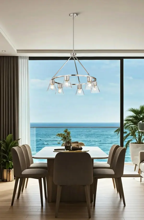Gianna 6-Light Chandelier in Brushed Nickel with Clear Glass - Image 15