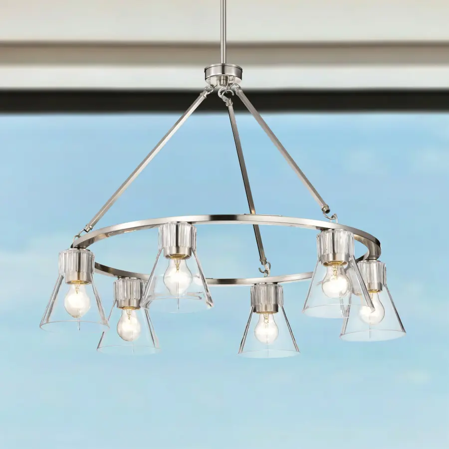 Gianna 6-Light Chandelier in Brushed Nickel with Clear Glass - Image 16