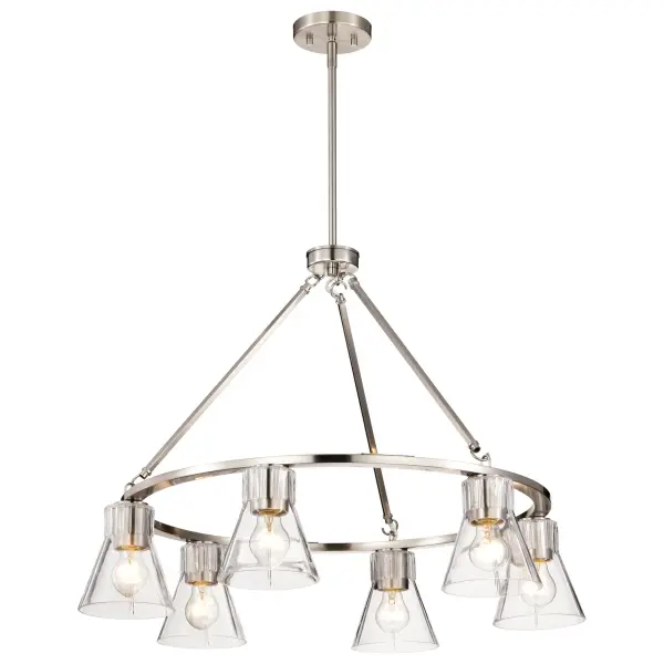 Gianna 6-Light Chandelier in Brushed Nickel with Clear Glass - Image 3