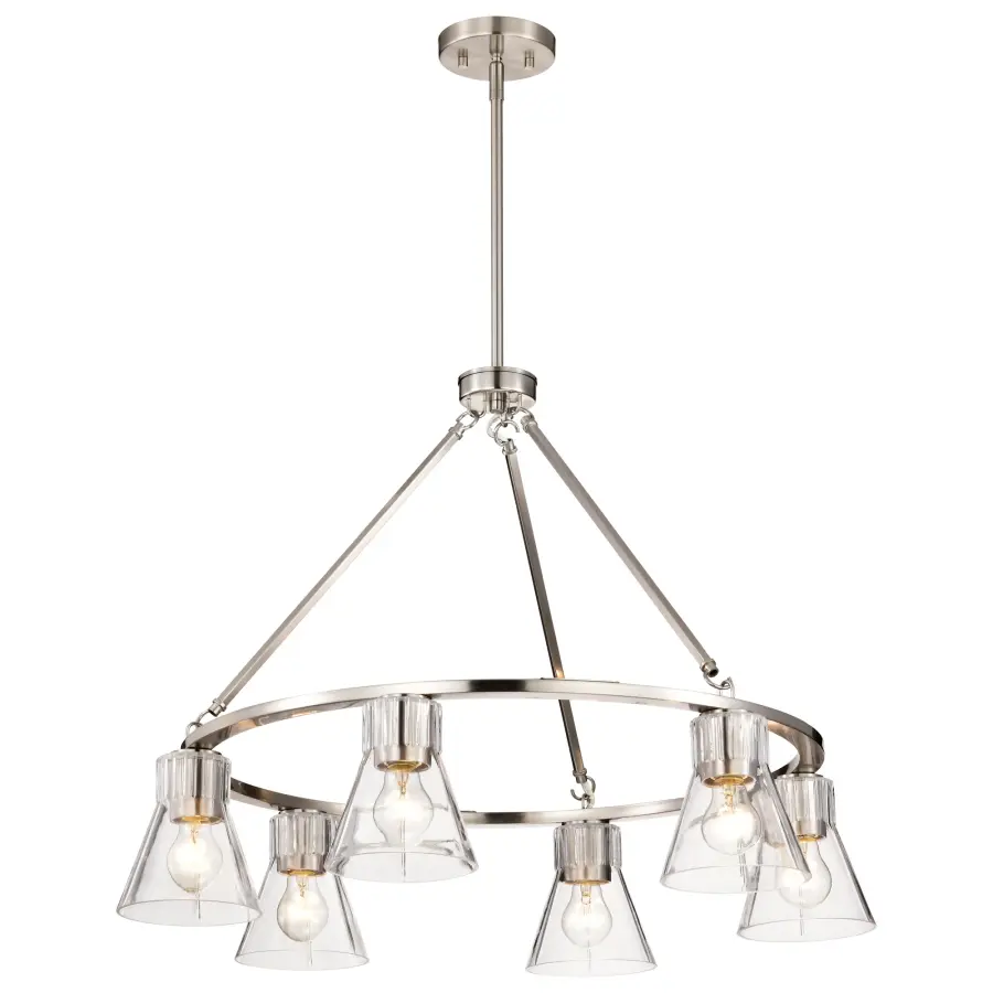 Gianna 6-Light Chandelier in Brushed Nickel with Clear Glass - Image 3