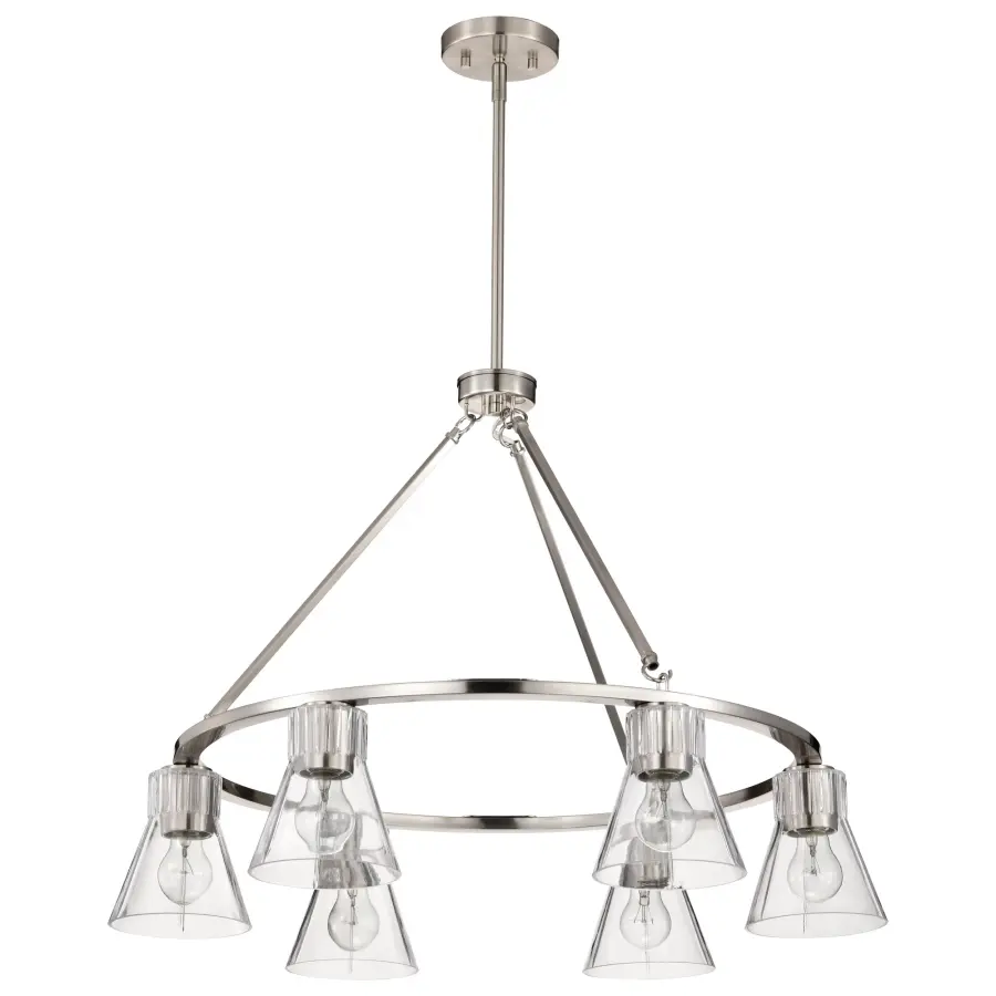 Gianna 6-Light Chandelier in Brushed Nickel with Clear Glass - Image 4