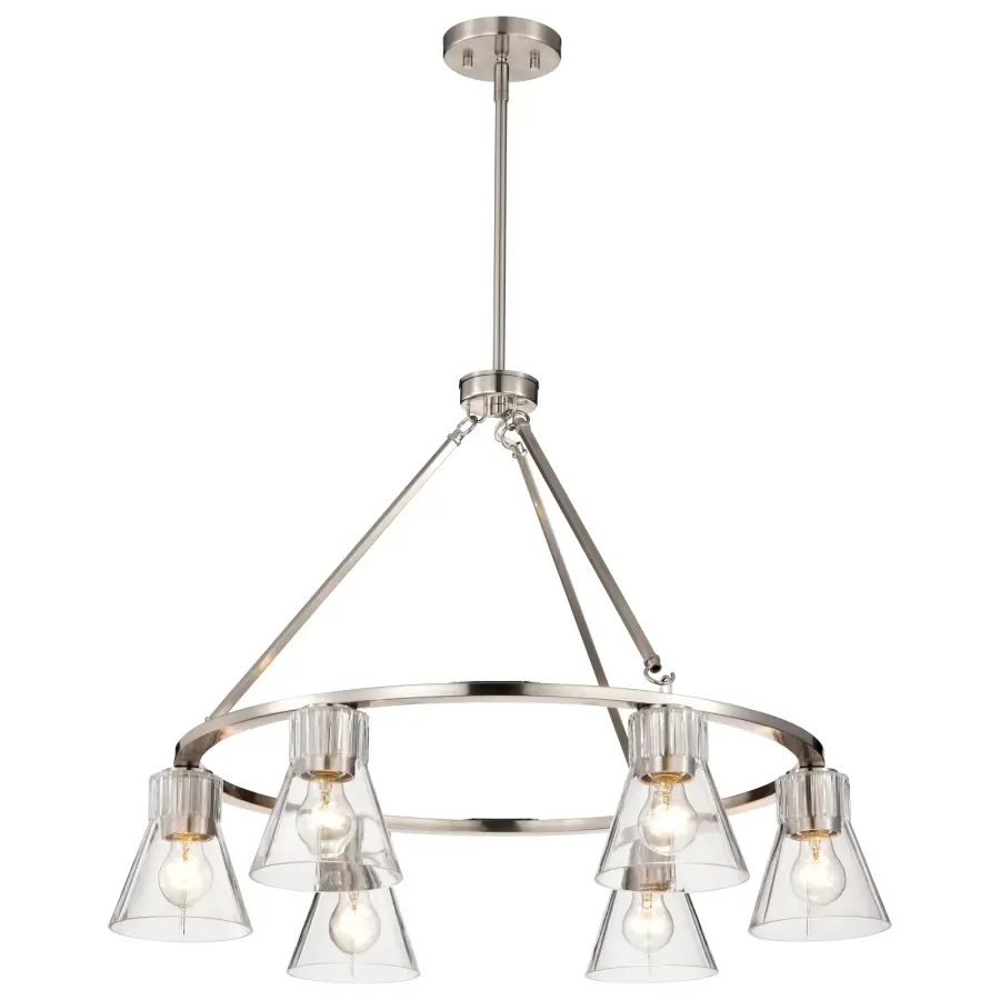 Gianna 6-Light Chandelier in Brushed Nickel with Clear Glass - Image 5