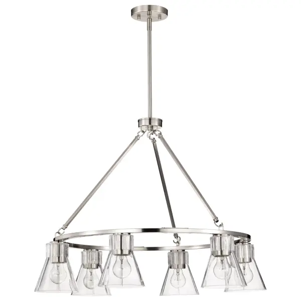 Gianna 6-Light Chandelier in Brushed Nickel with Clear Glass - Image 6