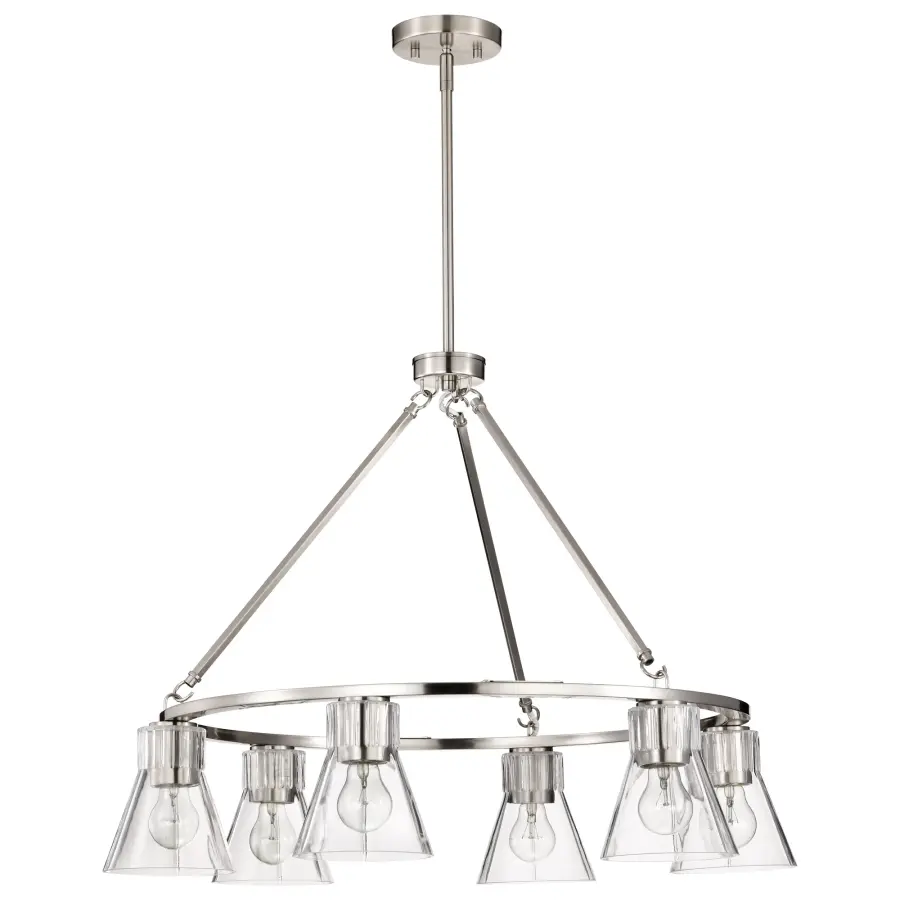 Gianna 6-Light Chandelier in Brushed Nickel with Clear Glass - Image 6
