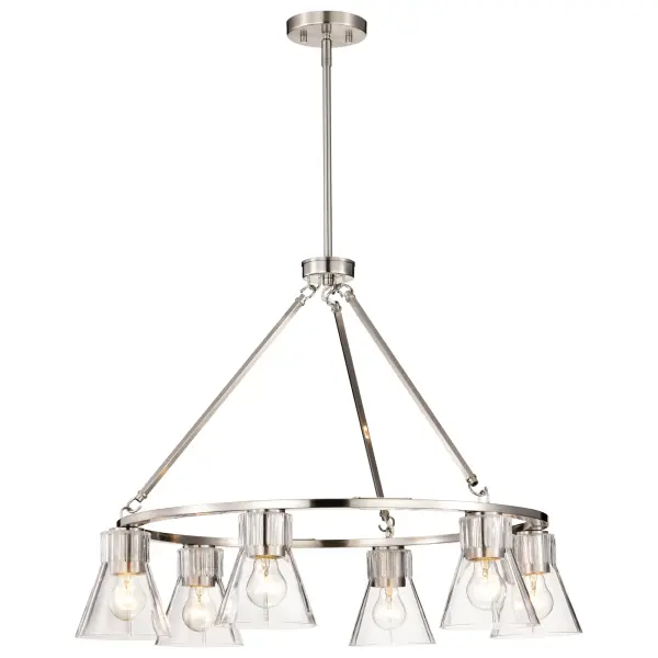 Gianna 6-Light Chandelier in Brushed Nickel with Clear Glass - Image 7