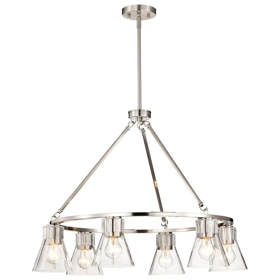 Gianna 6-Light Chandelier in Brushed Nickel with Clear Glass - Image 7