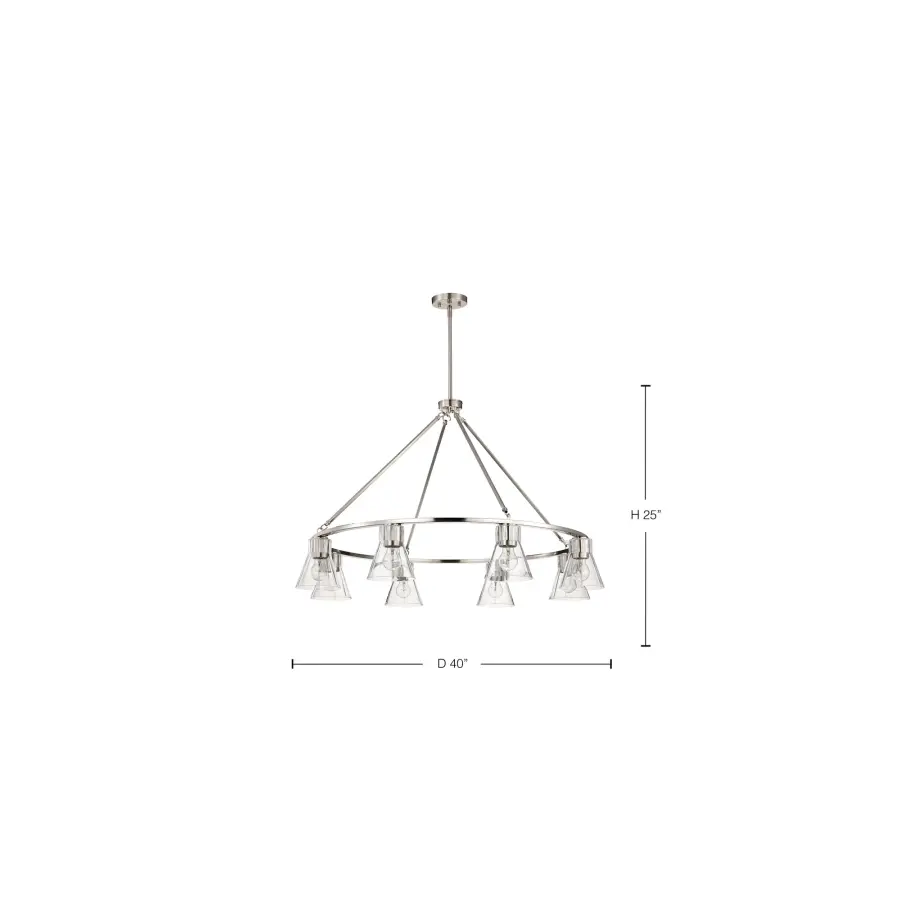 Gianna 8-Light Chandelier in Brushed Nickel with Clear Glass - Image 1
