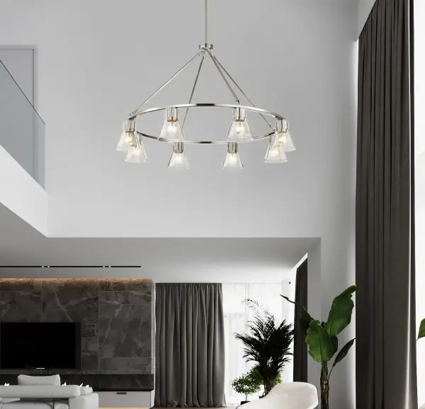 Gianna 8-Light Chandelier in Brushed Nickel with Clear Glass - Image 16