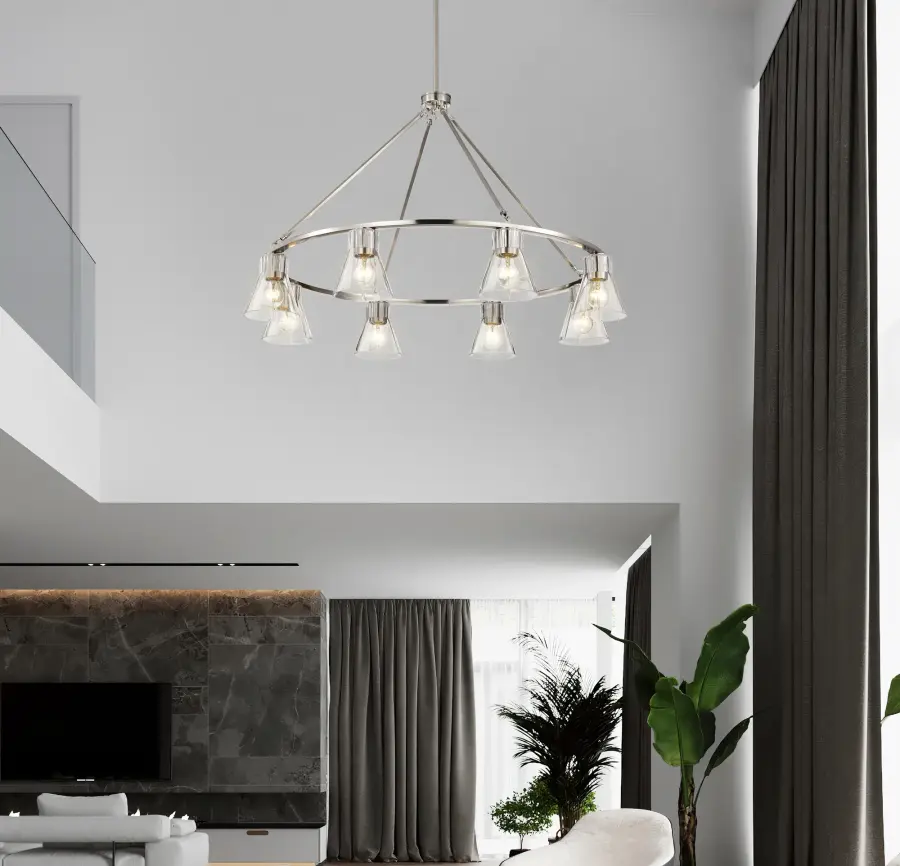 Gianna 8-Light Chandelier in Brushed Nickel with Clear Glass - Image 16