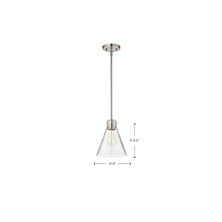 Gianna Mini Pendant in Brushed Nickel with Clear Glass - Image 1