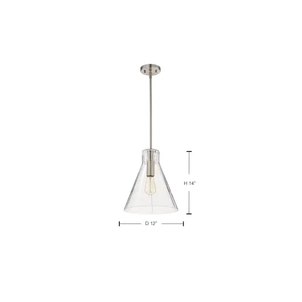 Gianna 1-Light Medium Pendant in Brushed Nickel with Clear Glass - Image 1