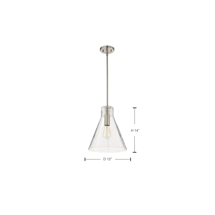 Gianna 1-Light Medium Pendant in Brushed Nickel with Clear Glass - Image 1