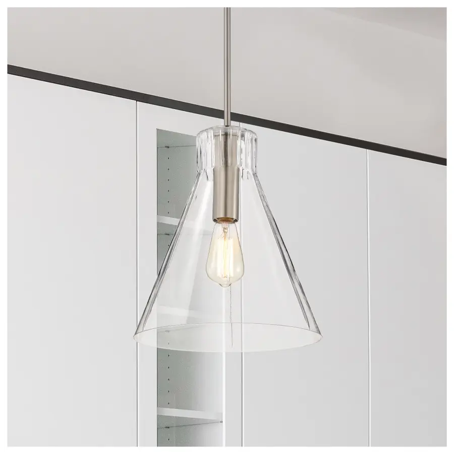 Gianna 1-Light Medium Pendant in Brushed Nickel with Clear Glass - Image 15