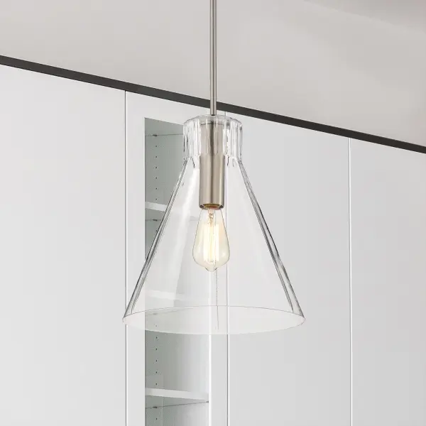 Gianna 1-Light Medium Pendant in Brushed Nickel with Clear Glass - Image 17