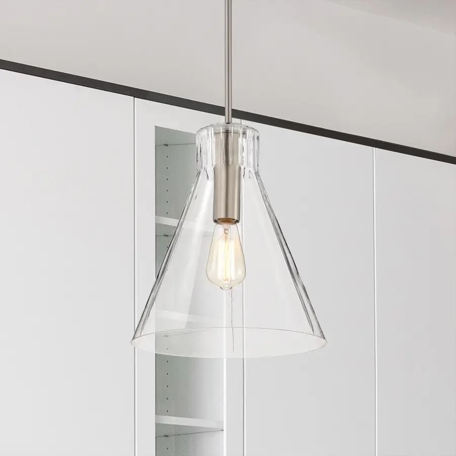 Gianna 1-Light Medium Pendant in Brushed Nickel with Clear Glass - Image 17