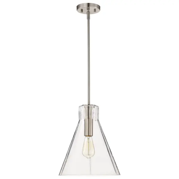 Gianna 1-Light Medium Pendant in Brushed Nickel with Clear Glass - Image 4