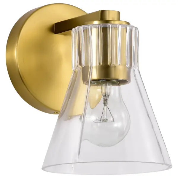 Gianna 1-Light Vanity in Vintage Brass with Clear Glass - Image 1