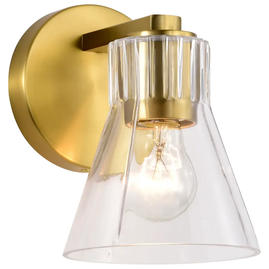 Gianna 1-Light Vanity in Vintage Brass with Clear Glass - Image 2