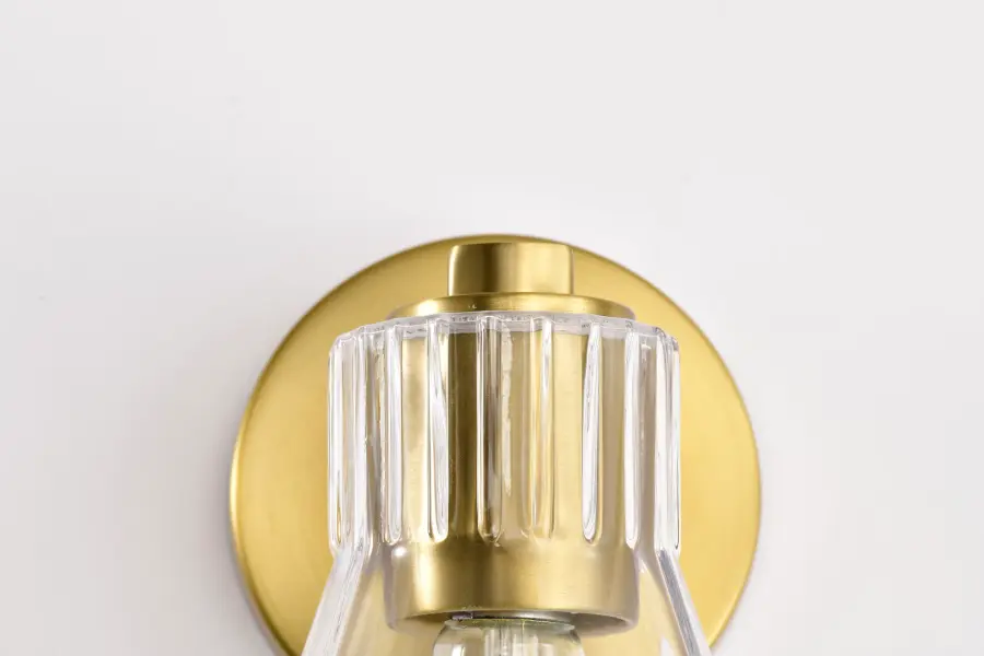Gianna 1-Light Vanity in Vintage Brass with Clear Glass - Image 12