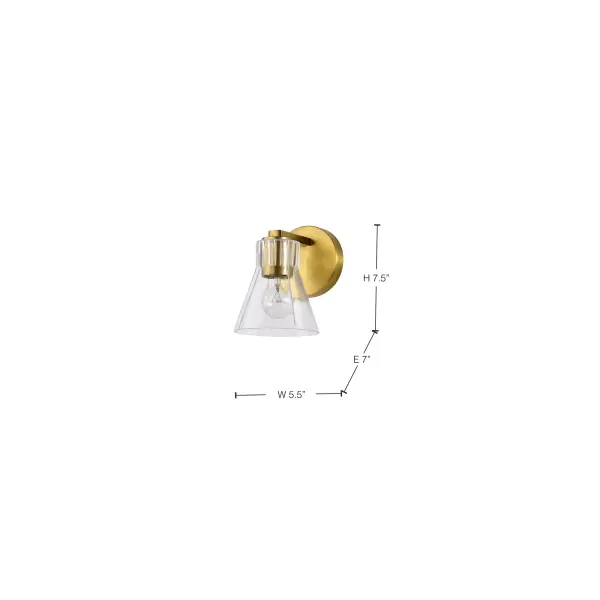 Gianna 1-Light Vanity in Vintage Brass with Clear Glass - Image 14
