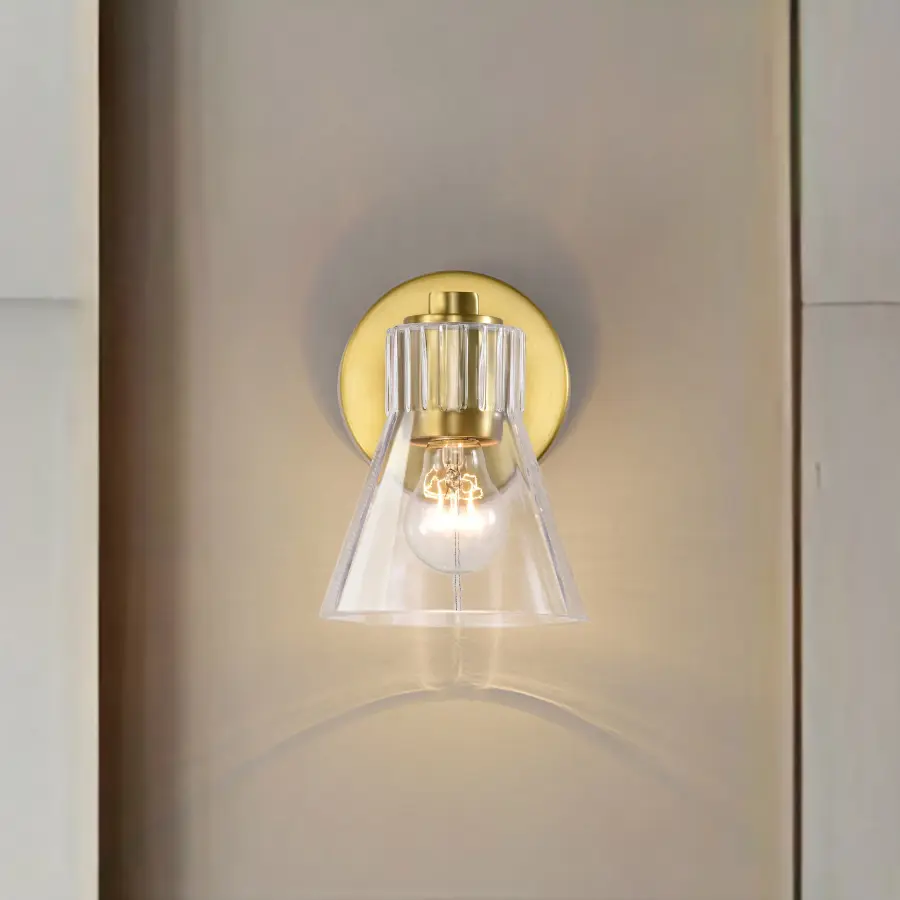 Gianna 1-Light Vanity in Vintage Brass with Clear Glass - Image 16