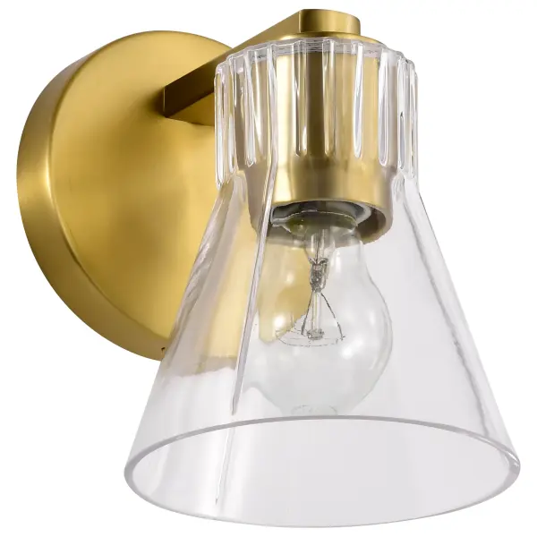 Gianna 1-Light Vanity in Vintage Brass with Clear Glass - Image 3