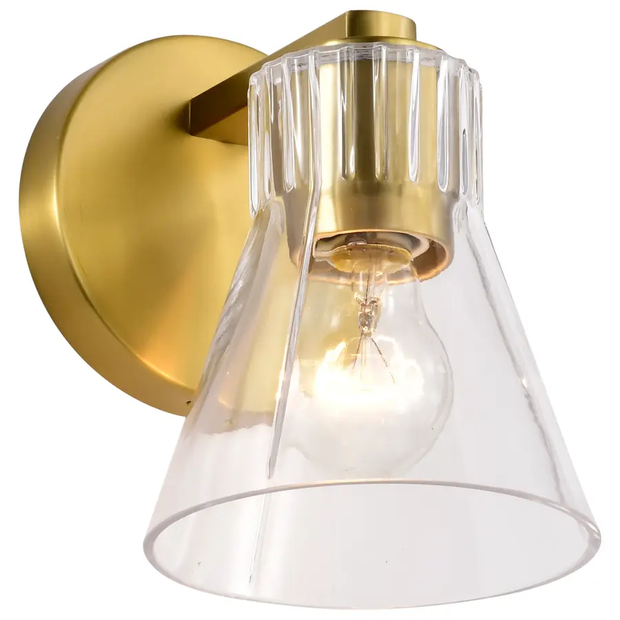 Gianna 1-Light Vanity in Vintage Brass with Clear Glass - Image 4