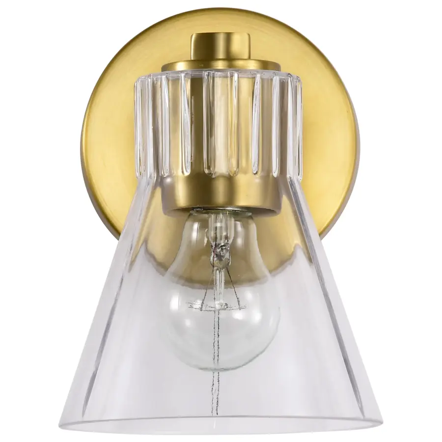 Gianna 1-Light Vanity in Vintage Brass with Clear Glass - Image 5