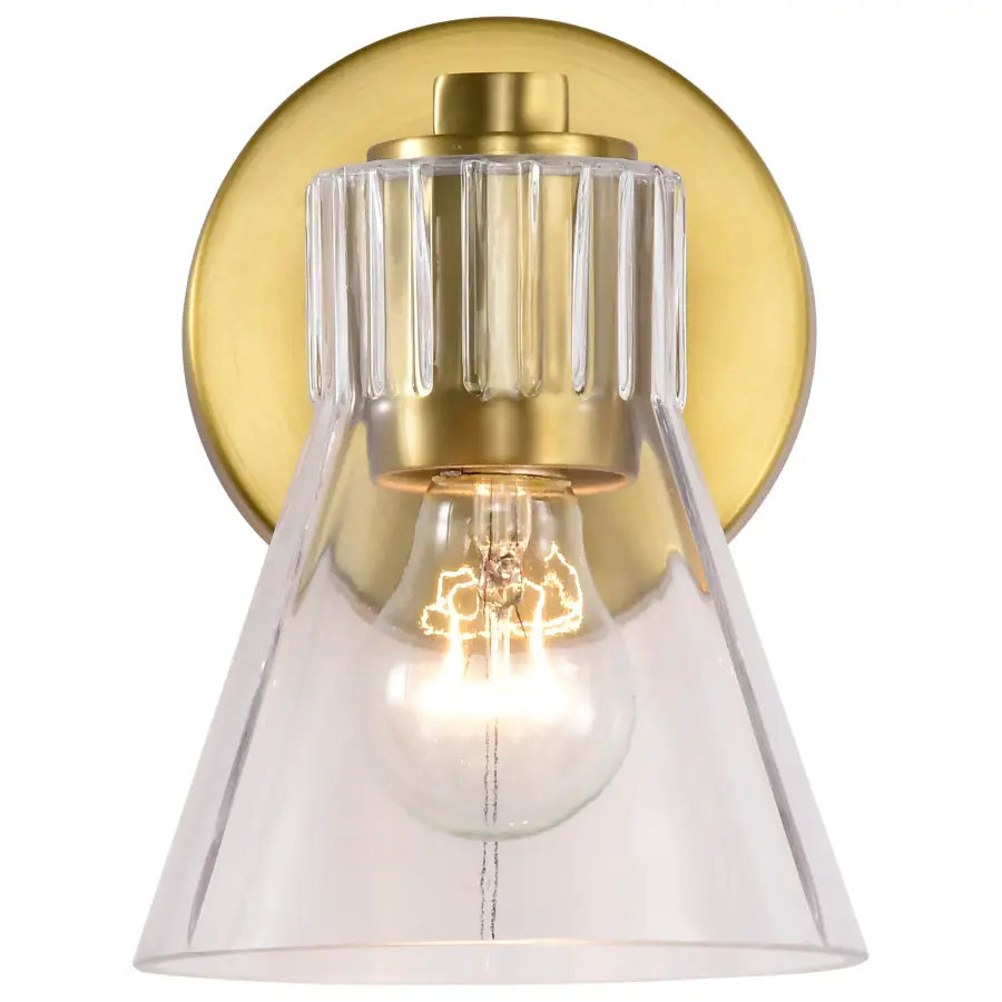 Gianna 1-Light Vanity in Vintage Brass with Clear Glass - Image 6