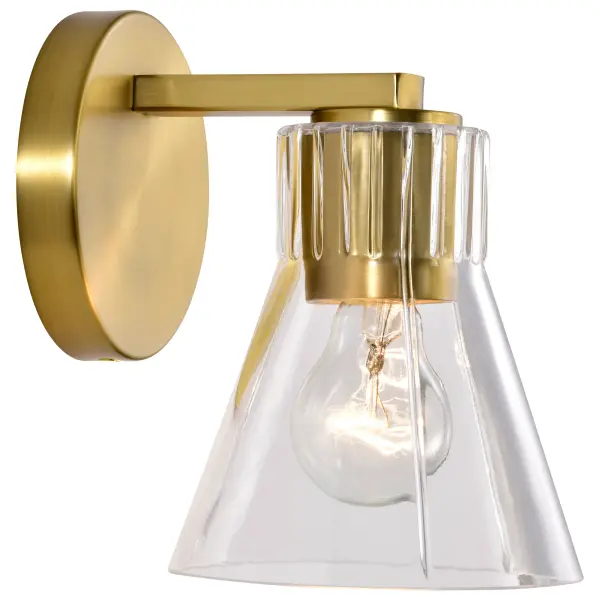 Gianna 1-Light Vanity in Vintage Brass with Clear Glass - Image 8