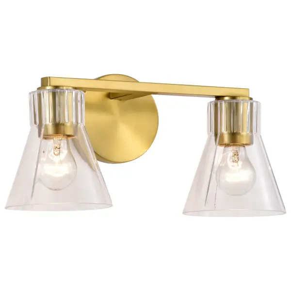Gianna 2-Light Vanity in Vintage Brass with Clear Glass - Image 2