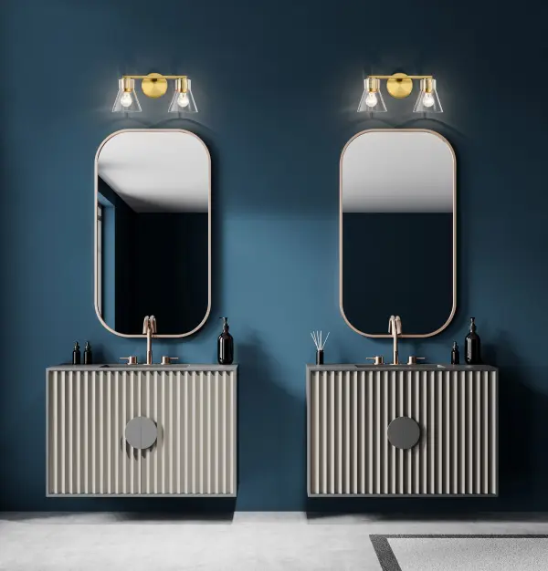 Gianna 2-Light Vanity in Vintage Brass with Clear Glass - Image 14