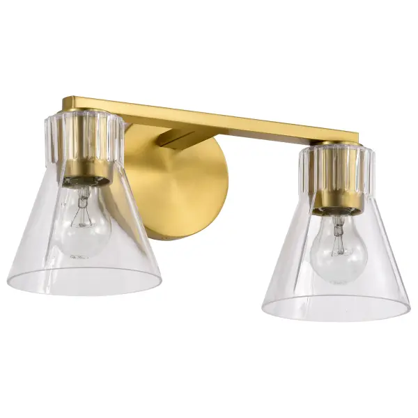 Gianna 2-Light Vanity in Vintage Brass with Clear Glass - Image 3