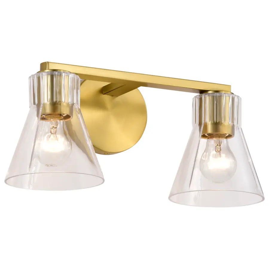 Gianna 2-Light Vanity in Vintage Brass with Clear Glass - Image 4