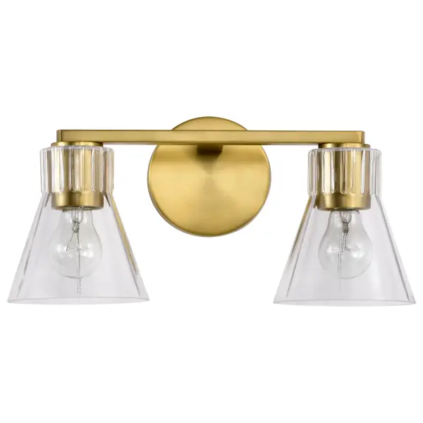 Gianna 2-Light Vanity in Vintage Brass with Clear Glass - Image 5