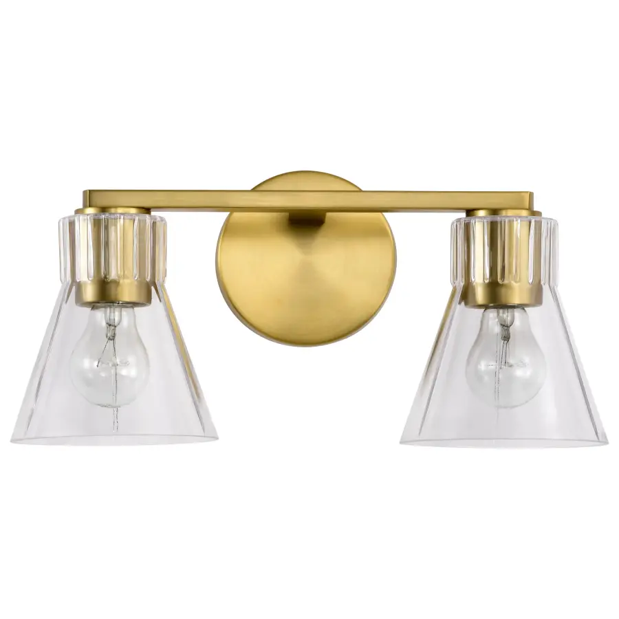 Gianna 2-Light Vanity in Vintage Brass with Clear Glass - Image 5