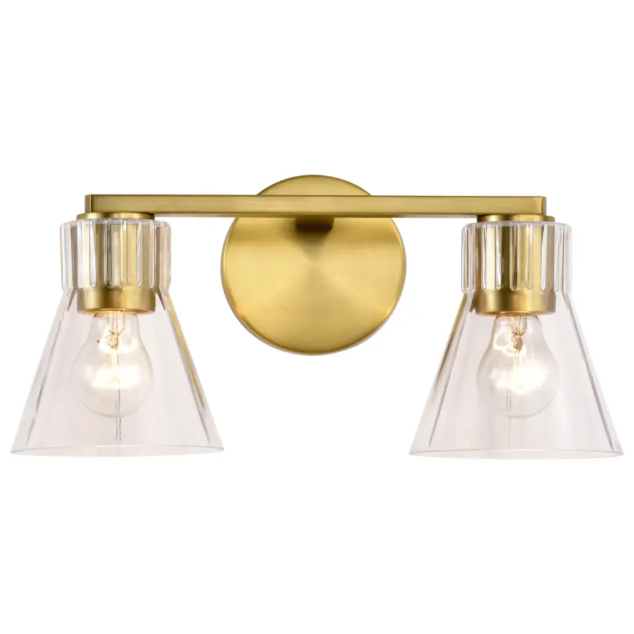 Gianna 2-Light Vanity in Vintage Brass with Clear Glass - Image 6
