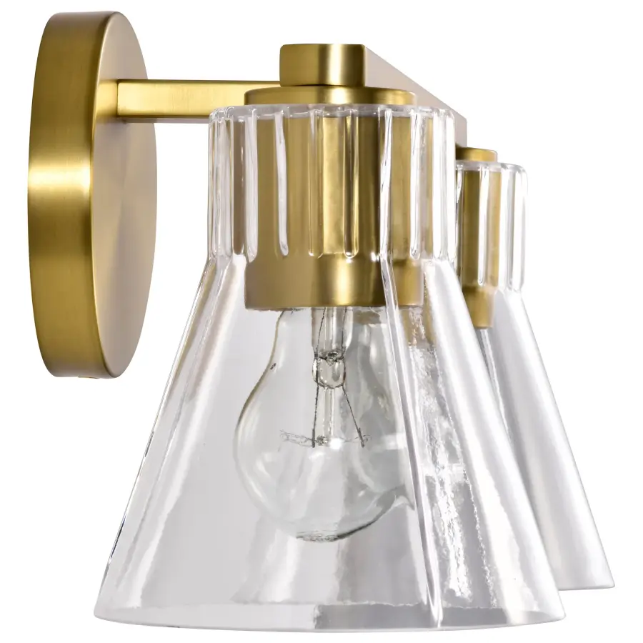 Gianna 2-Light Vanity in Vintage Brass with Clear Glass - Image 7