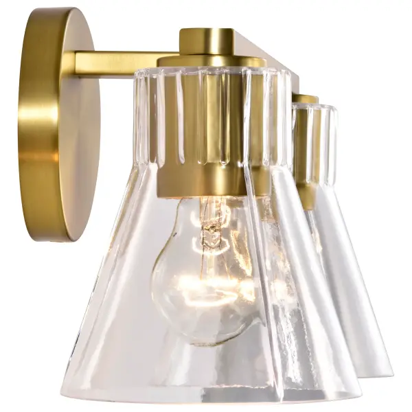 Gianna 2-Light Vanity in Vintage Brass with Clear Glass - Image 8