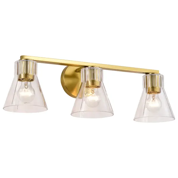 Gianna 3-Light Vanity in Vintage Brass with Clear Glass - Image 2