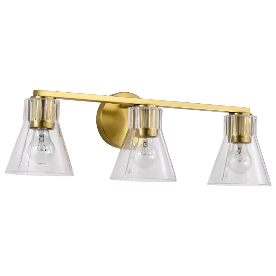 Gianna 3-Light Vanity in Vintage Brass with Clear Glass - Image 3