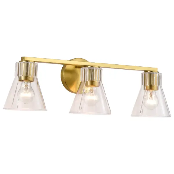 Gianna 3-Light Vanity in Vintage Brass with Clear Glass - Image 4
